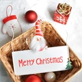 Red and white Merry Christmas metal sign with Santa Claus for holiday hanging decoration - White