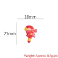 Pendentif canne de Noël en résine rouge et blanc avec détail de nœud rose - Environ 2 cm / Style 19-Sucre d'orge