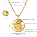 Dimensiones detalladas del collar con colgante de cabeza de Jesús 3D en acero de 18K - Longitud de la cadena 50cm / Dorado