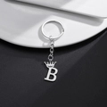 Portachiavi in acciaio inossidabile argento con lettera B e corona su sfondo neutro - Lettera B Stile Corona (B)