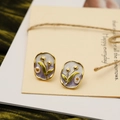 Eleganti orecchini a tulipano vintage francese con placcatura in oro e perle - Oro 16K Viola Perlato + Bianco Perlato