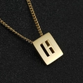 18K gold plated stainless steel necklace featuring a rectangular cut-out letter H pendant - Letter H