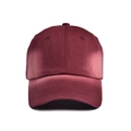 Close-up of deep red baseball cap showing fine twill fabric and six-panel structure - Burgundy