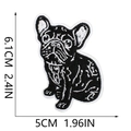 Detailed embroidery patch showing a French Bulldog with dimensions 6.1cm x 5cm - French Bulldog (W12MZ-093-11)