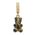 Single gold hoop charm earring with a translucent dark brown resin gummy bear pendant - Starry Back Transparent Yellow Green