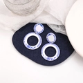 Blue and white porcelain style acrylic drop earrings with geometric hollow circles - Geometric Ring Blue and White Porcelain Style (E5780-14)