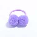 Kids elastic hair tie with double purple plush pom poms for girls summer styling - Purple (5)