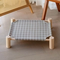 Breathable cat hammock bed with solid wood frame and grey checkered fabric - Grey Plaid