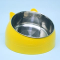Bright yellow cat ear shaped stainless steel bowl with an ergonomic tilted design - 800ML / Yellow