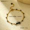 Dettaglio catena in acciaio inossidabile 18K con perline nere e ciondolo a cuore - Oro Nero-Perline Nere Ciondolo a Tubo