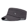 Berretto militare da uomo in cotone grigio scuro con stemma metallico lettera W - Regolabile / Grigio