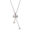 Elegant silver bow pendant necklace with cascading bead tassels in polished finish - Bowknot Tassel Necklace - Silver