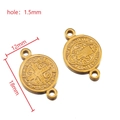 Anhänger San Benito aus Edelstahl in Retro-Gold mit Doppelöffnung 12x18mm - 5 Stk./Packung / 12mm-Gold
