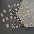 Stickers nail art 5D gaufrés chien mignon avec motifs 3D chiot cœur et gâteau - Motif de Chien Mignon (FEB-855)