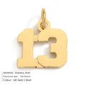 Arabic number pendant in 14K gold plated stainless steel, size 14x14mm for DIY jewelry - Number 13