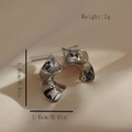 Modern silver twisted spiral stud earrings with size and weight measurements on silk - Small Twisted Geometric Style-Silver (A019-4)