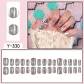 Cat-eye butterfly press-on nails with grey pink gradient and 24-piece round short tips - Grey Pink Gradient Cat Eye Butterfly (Y-330)