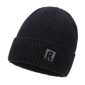 Berretto in maglia a costine nero con toppa logo R per uomo, copricapo termico invernale - Taglia unica / Blu
