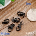 Set of 5 black 15mm lobster clasps for DIY jewelry making on wood background - Black Lobster Clasp (KLJ188-Z)