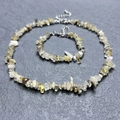 Citrine natural stone chip jewelry set featuring irregular quartz necklace and bracelet - Bracelet / Rutilated Quartz Gold