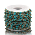 Cadena de esmalte dorado con forma de corazón azul turquesa para joyería - Horizontal / Azul