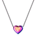 Detailed close-up of a colorful heart-shaped pendant necklace featuring an engraved letter V - Letter V