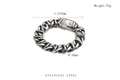 Pulsera de cadena cubana para hombre en acero inoxidable plateado, longitud 210mm - Estilo de Cadena de Tanque (KB120782-BD)