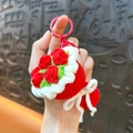 Handmade plush crochet red rose bouquet keychain pendant for graduation and exam gift - Red Rose Bouquet / Red