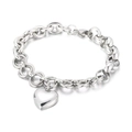 Minimalistisches klobiges Gliederkettenarmband aus Edelstahl mit Herzanhänger in Silber - Herz Anhänger Stil (KB129273-Z)