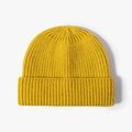 Berretto invernale in maglia a coste giallo brillante con risvolto classico - Giallo Zenzero