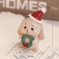 Christmas bunny resin ornament wearing a red hat with wreath, size 5cm by 3.5cm - Christmas Bunny