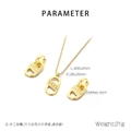 Detalle de dimensiones del conjunto de collar y pendientes de gota en acero dorado - Dorado (KS222173-GC)