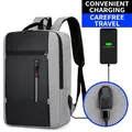 Zaino porta PC da lavoro per uomo con porta di ricarica USB esterna, grigio e nero - 1327 Versione Economica / Grigio