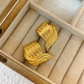 Elegant gold striped lace square earrings with vintage metallic wave texture for women - Wave Stripes / Gold