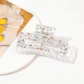 Halloween medium square hair claw clip with spooky ghost and pumpkin prints - Transparent Ghost