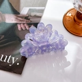 Elegant purple shell-shaped cellulose acetate hair claw clip for a high ponytail - 8cm / Purple