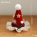 Barrette chapeau de Noël en velours rouge avec étoiles dorées et tulle blanc élégant - Épingle à cheveux bonnet de Noël