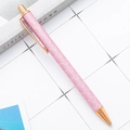 Pink metal ballpoint pen with gold fish scale texture and rose gold trim accents - Water Drop Pink (Rose Gold Trim)