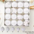 Set di 32 palline di Natale bianche testurizzate in scatola 24x24x6cm - 32pz In Scatola / Bianco