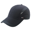 Quick-dry black baseball cap with grey breathable mesh panels and sports logo - Adjustable / Navy Blue