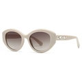Cream cat-eye sunglasses with gradient brown lenses and rhinestone-studded temples - Beige