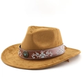 Dettaglio cappello cowboy in scamosciato con ricamo floreale e rivetto turchese - M(56-58cm) / Cachi