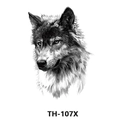 Waterproof temporary tattoo sticker with detailed black and white wolf sketch design TH-107X - Th-107 / 210*148mm