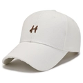 Weiße Baseballkappe aus Segeltuch mit braun gesticktem Buchstaben H für Sport - Verstellbar / Weiß