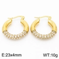 Elegantes pendientes de aro dorados geométricos con diamantes de imitación 23x4mm - Dorado (KE110162-KFC)