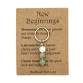 Handmade silver keychain with moonstone, labradorite and green aventurine beads - New Beginnings (3607)