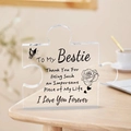Acrylic puzzle gift for bestie with engraved thank you message and rose floral pattern - E5 Bestie / 10.5*10.5*1cm