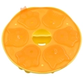 Yellow and orange silicone bear mold for baby food with cat-shaped cavities and a lid - Cat Rice Cake / Yellow