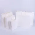 Custom white paper shopping bags with sturdy handles in five different sizes for retail - White; 15*8*21 (small Vertical)