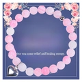Pink natural agate stone beaded bracelet with silver heart charm on floral gift card - Pink Natural Stone (Card B-3)